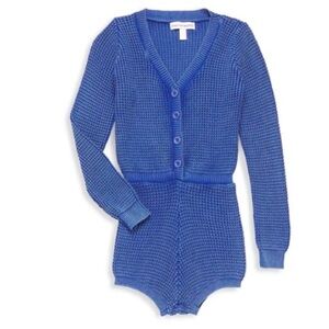 Central Park West Kid BLAIRE ACID WASH KNIT ROMPER IN MARINE BLUE Size 12 NWT